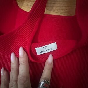 Babaton Scarlet Ribbed Knit Top